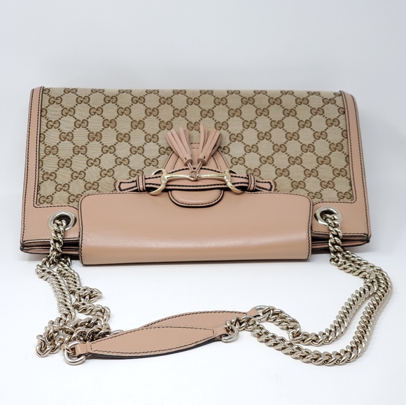 💯 Auth Gucci Chain Emily Canvas Shoulder Bag - Picture 3 of 8